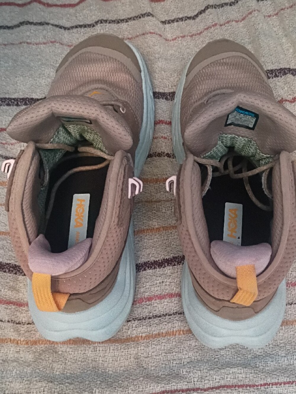 Hoka One One Women's Taupe and Pink Lace-Up Sneakers - Picture 3 of 8